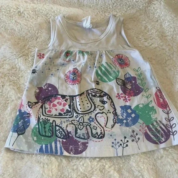 Jack + Milly 12-18 months floral elephant white tank top​ - Picture 1 of 5